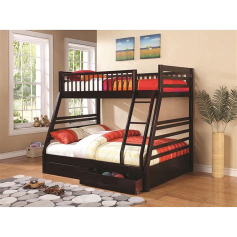 Coaster Bunks 460184 Twin Over Full Bunk Bed With 2 Drawers And