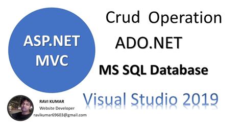 Crud Operation In Asp Net Mvc Ado Ms Sql Using Visual Studio Tutorial With Example For
