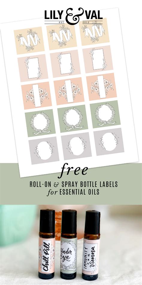 printable roll on and spray bottle labels for essential oils lily and val living essential oil
