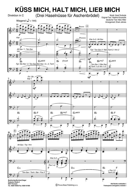 Das lied aus drei nüsse für aschenbrödel am klavier gespielt von matthias am 15.06.2010.noten / s. Küss mich, halt mich, lieb mich - Ella (Blasorchester ...