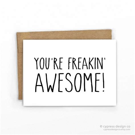 Funny Thank You Card Friendship Card ~ Youre Freakin Awesome By