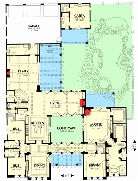 House Plans With Casita Courtyard House Plans House Blueprints