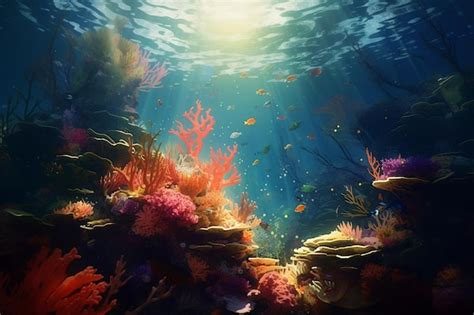 Premium Ai Image Beautiful Underwater Ocean Scene Image Generative Ai