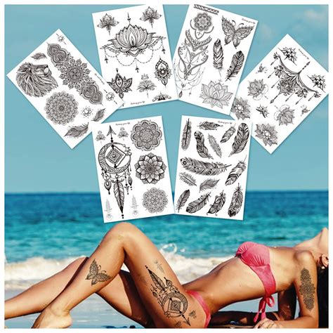 Buy Partywind 58 Styles Sexy Henna Temporary Tattoos For Women Realistic Temporary Tattoos For