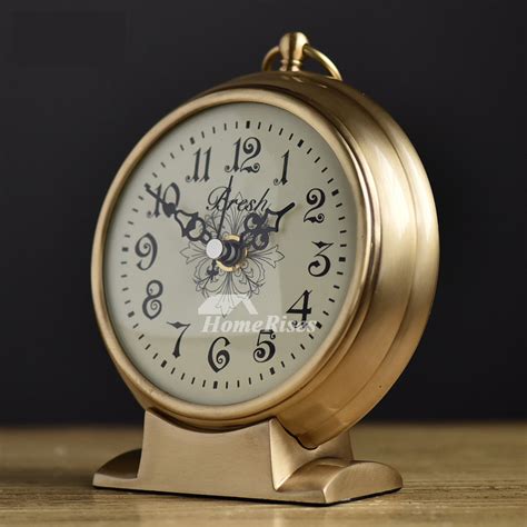 creative desk clock brushed brass gold luxury small desktop art modern