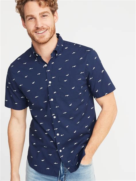 Slim Fit Built In Flex Printed Everyday Shirt For Men Old Navy Slim