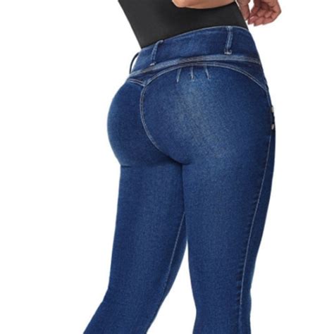 Women Casual Jeans High Waist Skinny Butt Lifting Elastic Bodycon Pencil Sexy Push Up Hip Cotton