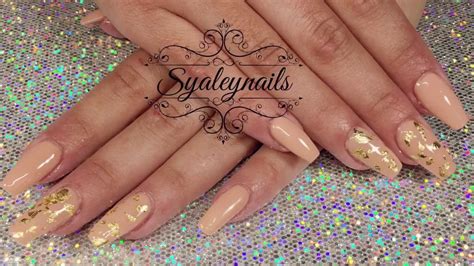 Nude And Gold Color Gel Nails Youtube