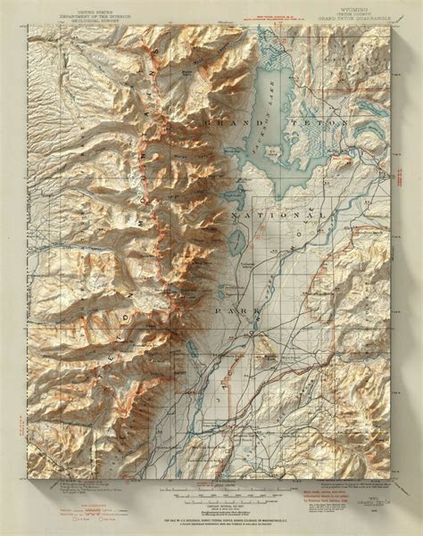 Grand Tetons 1899 Usgs Topo Map Combined With A 3d Elevation Model