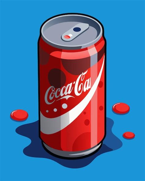 Una Lata Roja De Coca Cola Se Sienta Sobre Un Fondo Azul Vector