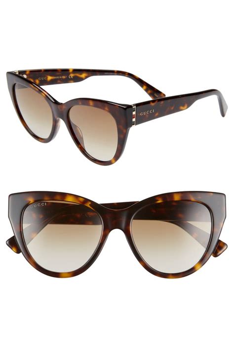 Gucci 53mm Gradient Cat Eye Sunglasses Shiny Dark Havana In Brown