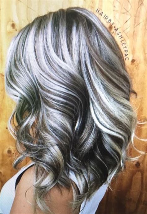 Fun hair color idea #11: Pin by Shash on Hair ideas | Gray hair highlights, Grey ...