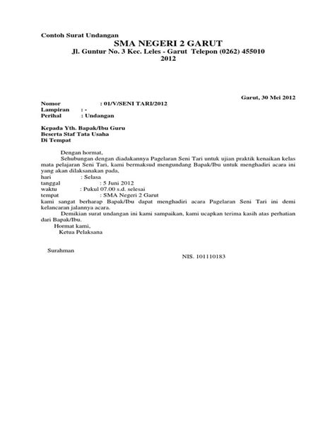 Setelah mengetahui beberapa point penting mengenai surat resmi, berikut adalah beberapa contoh dari surat resmi, antara lain Format Contoh Surat Undangan Setengah Resmi Terbaru dan ...