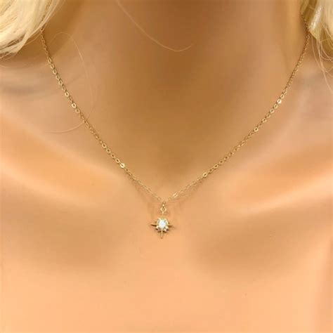K Gold Filled Celestial Opal Star Necklace Dainty And Etsy