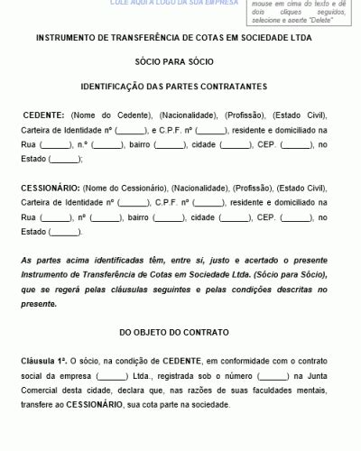 Referência Para Um Instrumento De Transferência De Cotas Em Sociedade