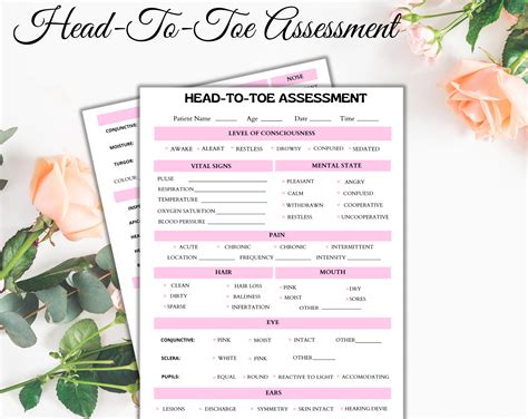 Printable Head To Toe Assessment Template