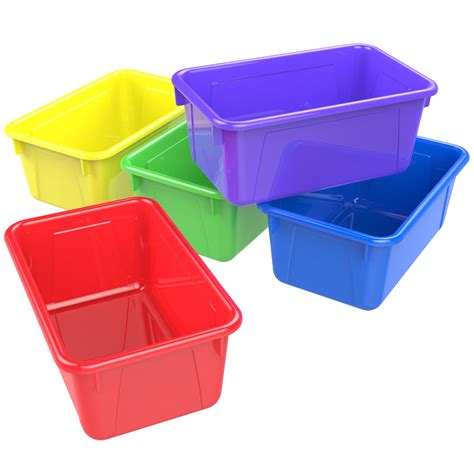 Storex Small Cubby Bin Classroom Assorted Colors 5 Pack