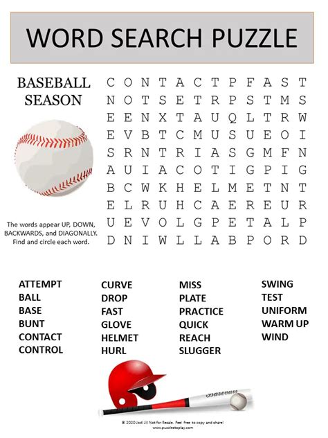 Printable Baseball Word Search 2023 Calendar Printable