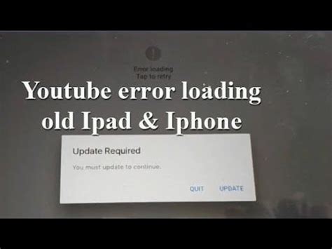 Fix Error Loading Tap Retry Youtube On Old Ipad Iphone From New Ios Devices New Ios