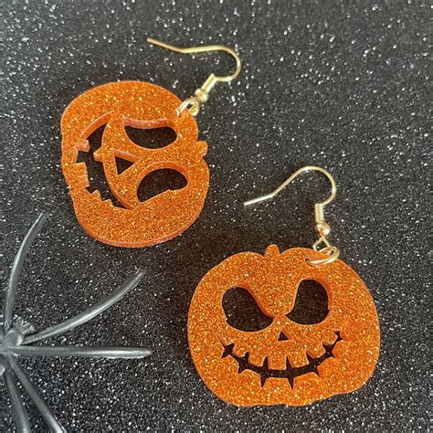 Orange Glitter Pumpkin Earrings By Love Lumi Ltd