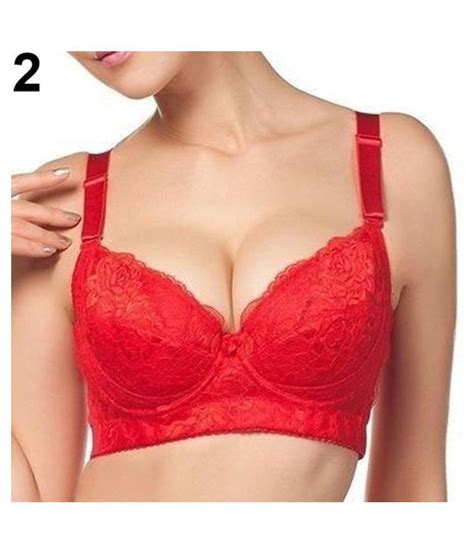 Buy Women Sexy Lace Embroider Ruffle Bownot Underwire Gather Push Up