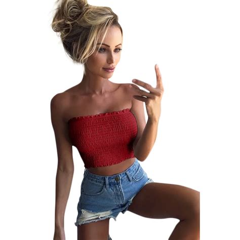 2018 Sexy Off Shoulder Crop Tops Women Cropped Summer Casual Loose Tops
