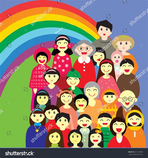 Vector Illustration Group People Different Ages Stock Vector Royalty