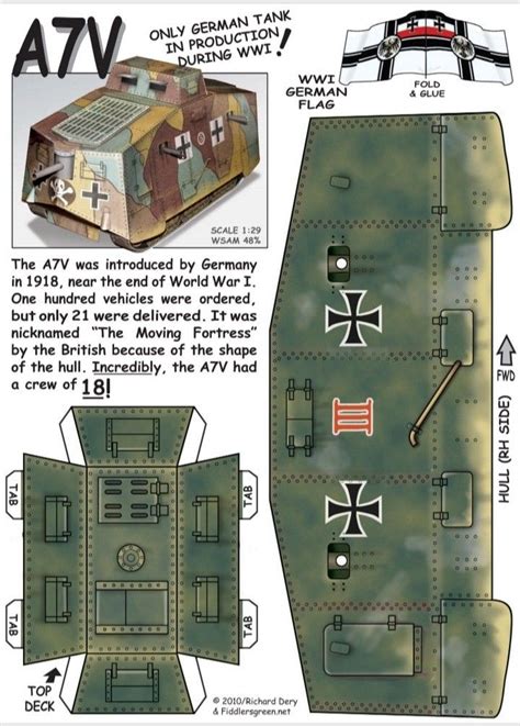 Paper Model Of An Army Tank With Instructions On How To Make It And How