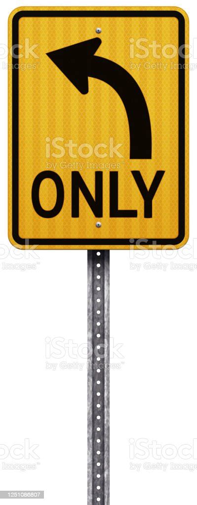 Yellow One Way Road Sign Vector Illustration On White Background Stock