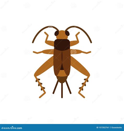 Cricket Bug Grig Insect Single Flat Vector Icon Stock Vector