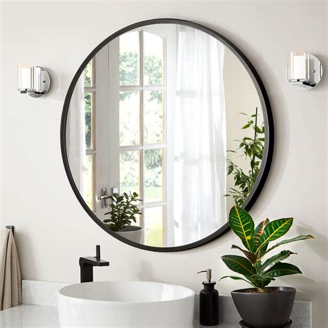 Buy Atlums Black Round Mirror 16 Inch Round Bathroom Mirror With