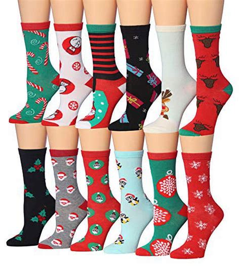 Colorfut Womens 12 Pairs Colorful Patterned Crew Socks P102 12