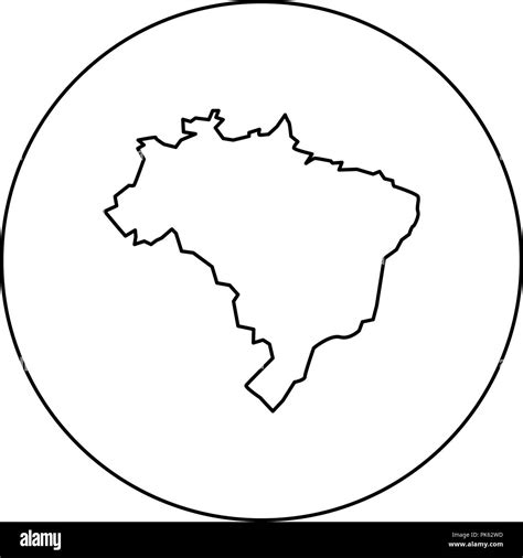 Map Of Brazil Icon Black Color In Round Circle Outline Vector I Stock