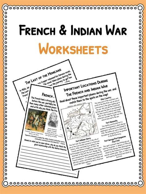 french indian war facts worksheets  kids  years war