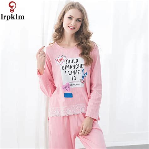 Spring Autumn Womens Pajama Sets Pure Cotton Long Sleeve Sleepwear