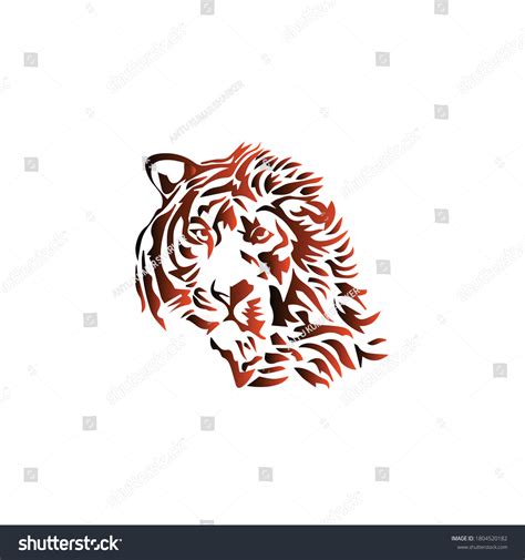 Angry Faced Tiger Head Silhouette Vector Stock Vector Royalty Free