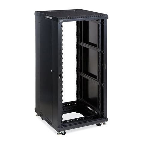 This stylish and portable cabinet has a sleek wood finish with black side panels, and a lockable, tinted glass door that ensures. 27U LINIER® Server Cabinet - No Doors - 24" Depth ...