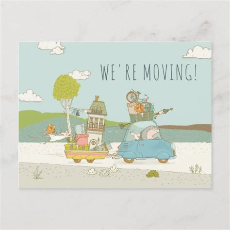 Cute Vintage We Are Moving New Home Announcement Postcard