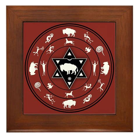 White Buffalo Medicine Wheel Framed Tile By Harmonicdesigns