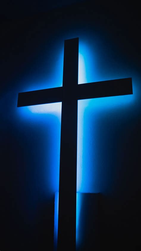 Download Wallpaper 1350x2400 Cross Neon Glow Religion God Iphone 8