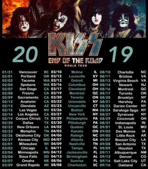 Kiss 2019 End Of The Road Tour Phoenix Tees