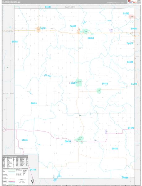 Clark County Wi Wall Map Premium Style By Marketmaps Mapsales