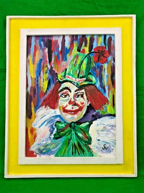 Happy Time Clown Acrylic Painting Signed And Framed In 2021 Painting