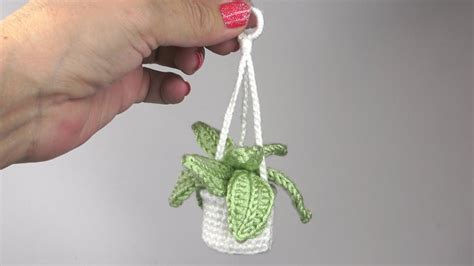 How To Crochet A Mini Hanging Plant Youtube