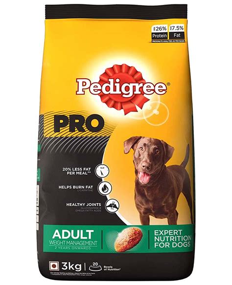 Being at the right weight for his age and breed is important to your dog's overall health. Pedigree Pro Weight Management Adult Dog Food