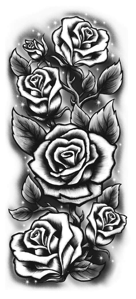 Roses Sleeve Black And White Temporary Tattoo Rose Drawing Tattoo Rose
