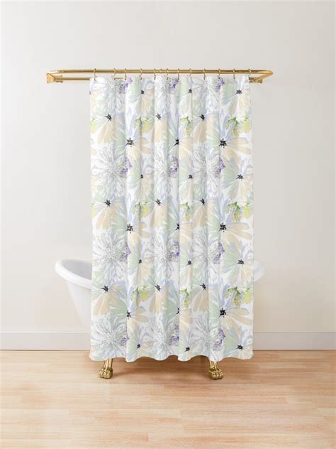 Pastel Floral Pattern Shower Curtain By Marinaklykva Pastel Floral Designer Shower Curtains