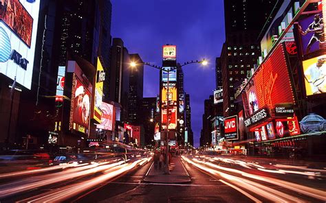 Hd Wallpaper New York Times Square Night Street Timelapse Buildings Hd