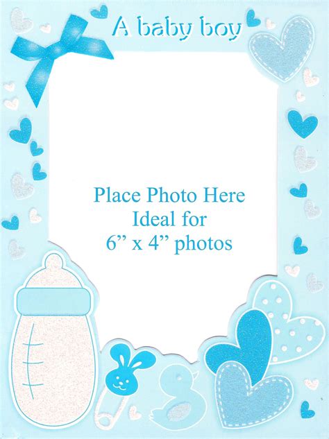 6 Baby Birth Announcement Personalise Photo Frame Glitter Card Envelope