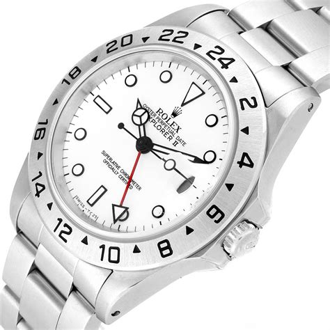 Unworn 42mm 2020 model explorer ii sporting the crisp white dial with orange 24hr hand. Rolex Explorer II White Dial Red Hand Steel Mens Watch ...